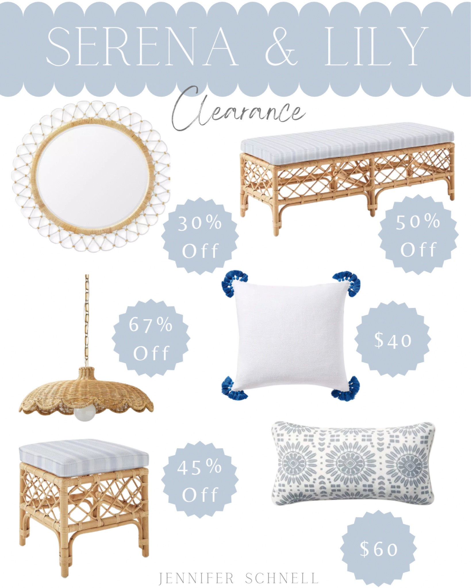 Save up to 67% off on these items with FREE SHIPPING!!

Serena & Lily sale, Serena & Lily clearance, Memorial Day sales, coastal decor, beach house decor, beach decor, coastal home decor, coastal decorating, coastal interiors, coastal house decor, beach style, neutral home decor, modern traditional, traditional home decor, coastal hamptons Nantucket home decor, classic, timeless, blue & white home decor, coastal grandmillennial, coastal grandmother

#LTKHome #LTKSaleAlert #LTKStyleTip