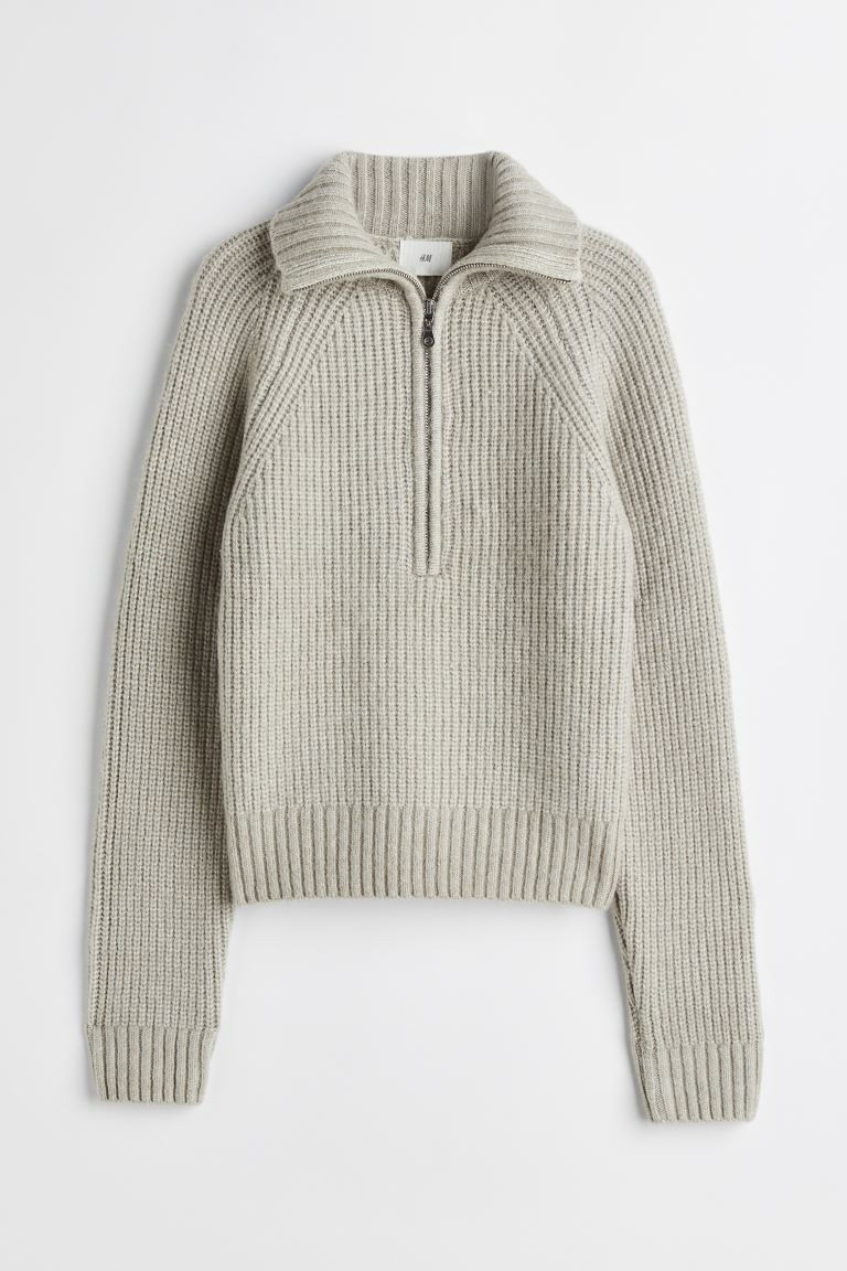 Zip-top rib-knit jumper | H&M (UK, MY, IN, SG, PH, TW, HK)