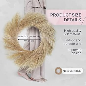 Amazon.com: Lozidecor Faux Pampas Wreath | 27" Circular Wall or Door Decor for Home Interior or E... | Amazon (US)