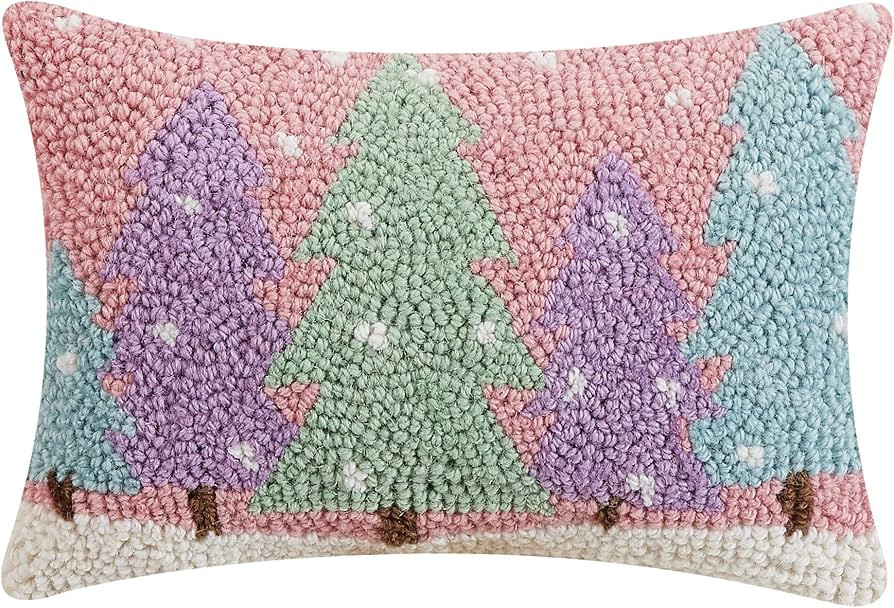 Peking Handicraft Snowy Bright Forest Christmas Polyfill Hook Throw Pillow, 12-inch Square, Wool ... | Amazon (US)