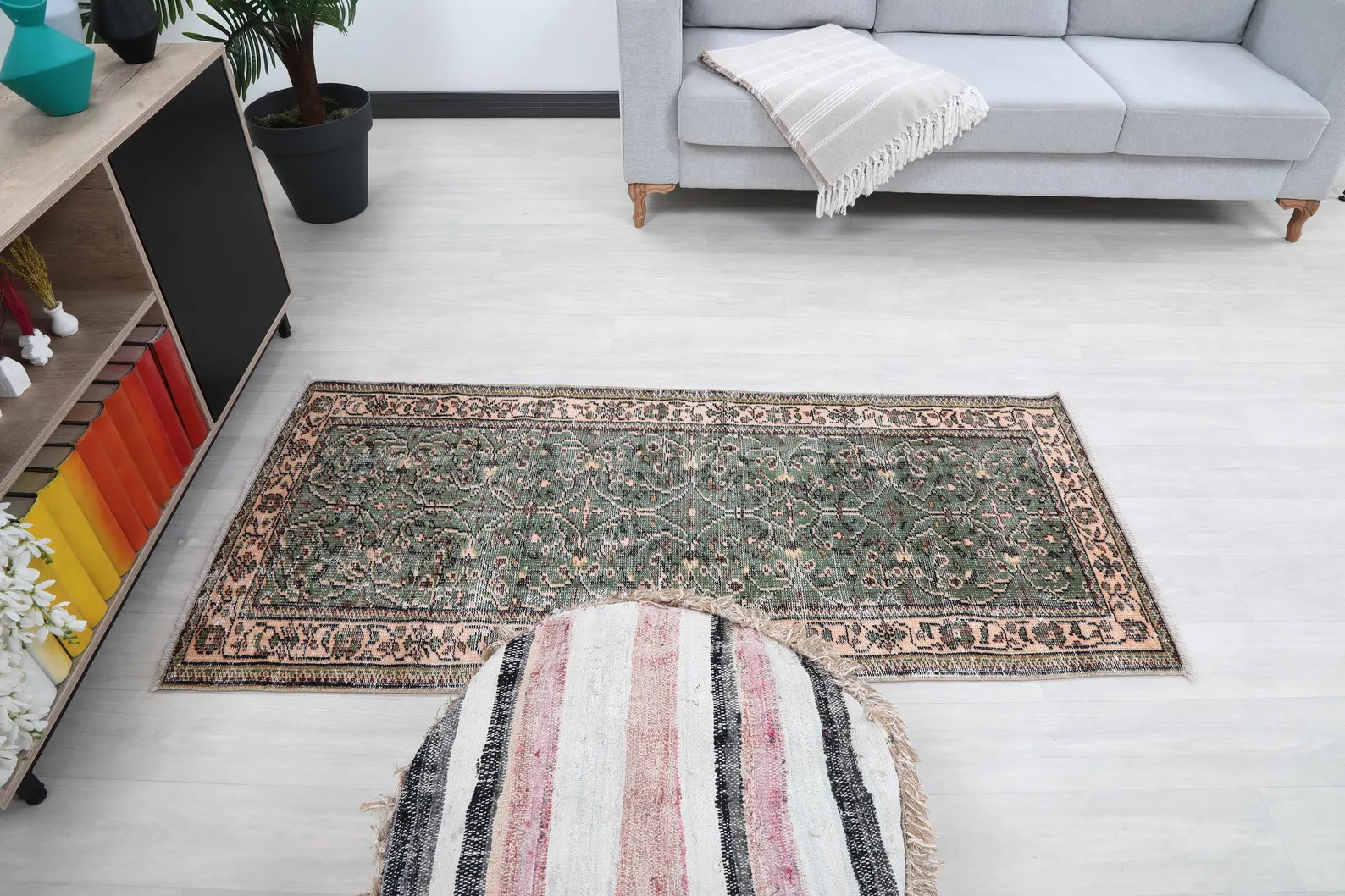 3x6 Ft Green Patterned Handmade Turkish Runner, Low Pile Wool Rug, 3x6 Vintage Runner, Oushak Run... | Etsy (US)