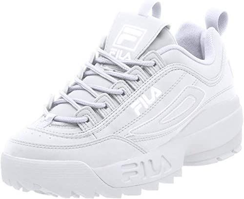 Amazon.com | Fila Women's Disruptor II Premium Sneakers, White/White/White, 7.5 Medium US | Fashi... | Amazon (US)