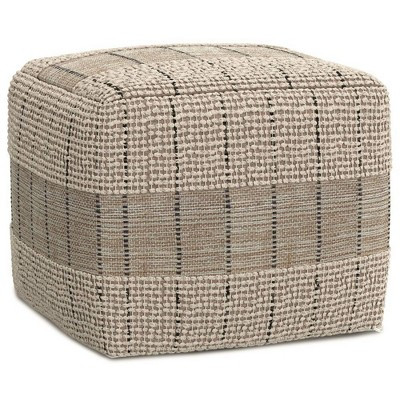 WyndenHall Billie Square Woven Pouf Natural/Gray: Contemporary Cotton Upholstered, No Assembly Re... | Target