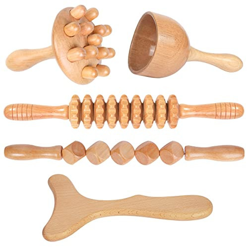 Komogir Wood Therapy Massage Tools 5-in-1 Lymphatic Drainage Massager Maderoterapia Kit Wooden Massager Body Sculpting Tools for Muscle Pain Relief, Anti-Cellulite, Body Contouring and Shaping | Amazon (US)