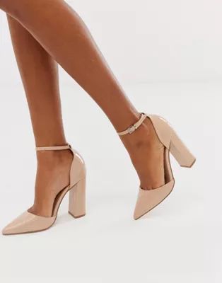 ASOS DESIGN Pebble pointed high block heels | ASOS US