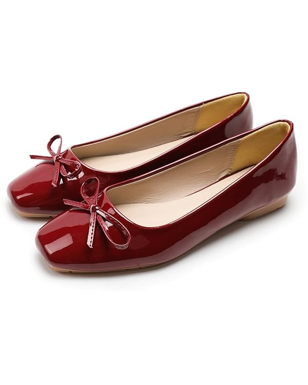 Dear Time Women's Casual Foldable Ballet Flats Square Toe Ballerina Flats Shoes Comfortable | Amazon (US)