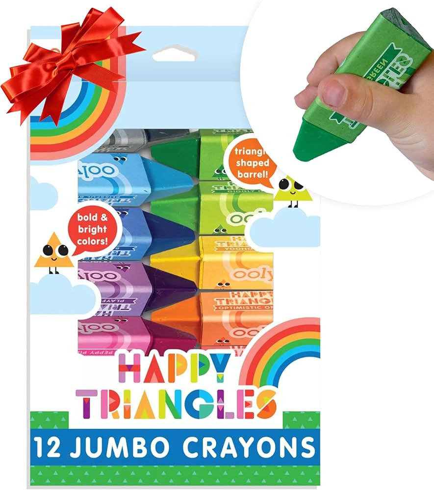 Ooly Jumbo Triangle Crayons for Toddlers Set of 12, Non-Toxic Triangle Shaped Easy to Hold Crayon... | Amazon (US)