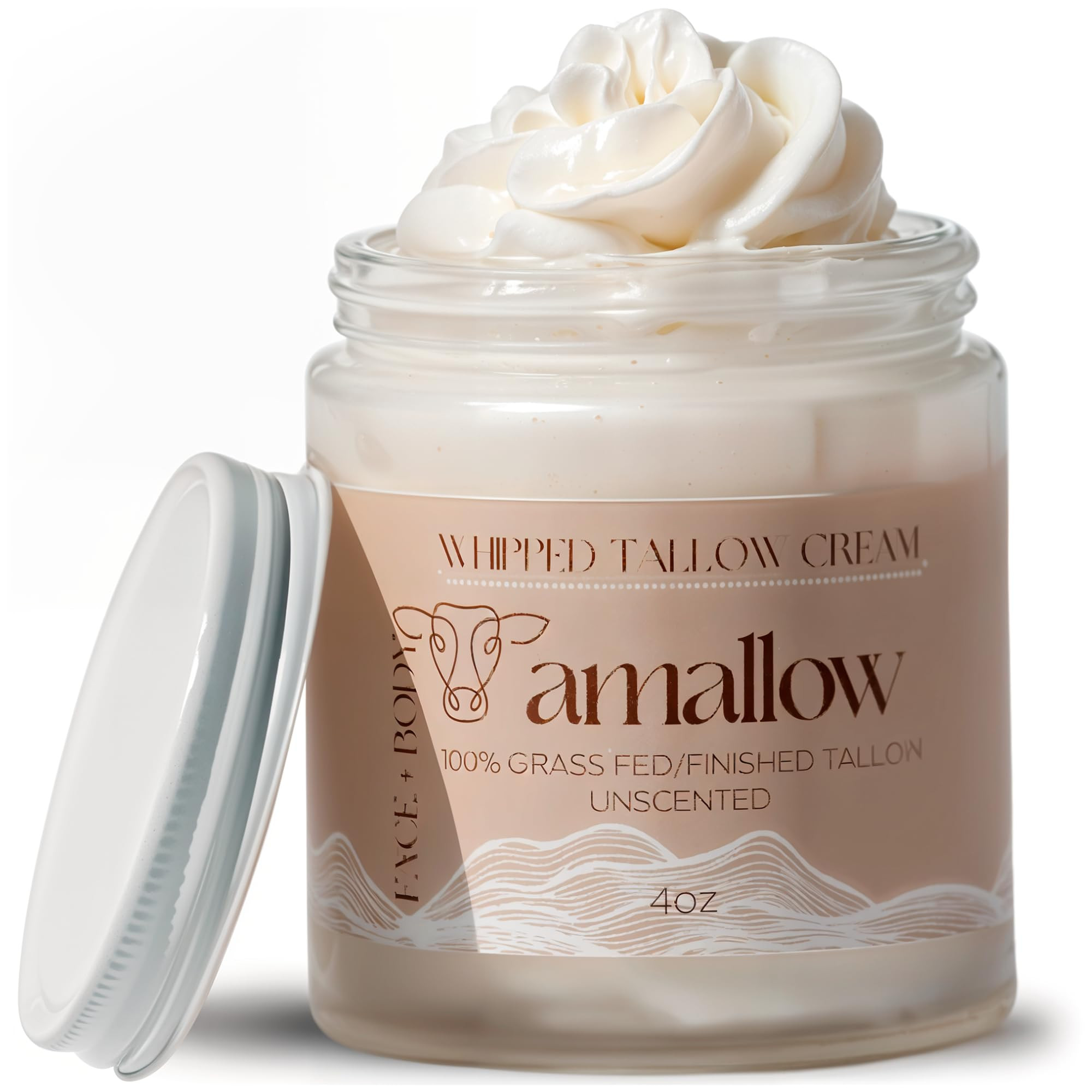 Whipped Moisturizer for Sensitive Skin, 4 FL. oz. | 100% Grass Fed Beef Tallow for Skin Care, Fac... | Amazon (US)