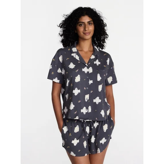 Halloween Women's Notched Top and Shorts Pajama Set from Way to Celebrate, 2-Piece, Sizes XS-3X | Walmart (US)