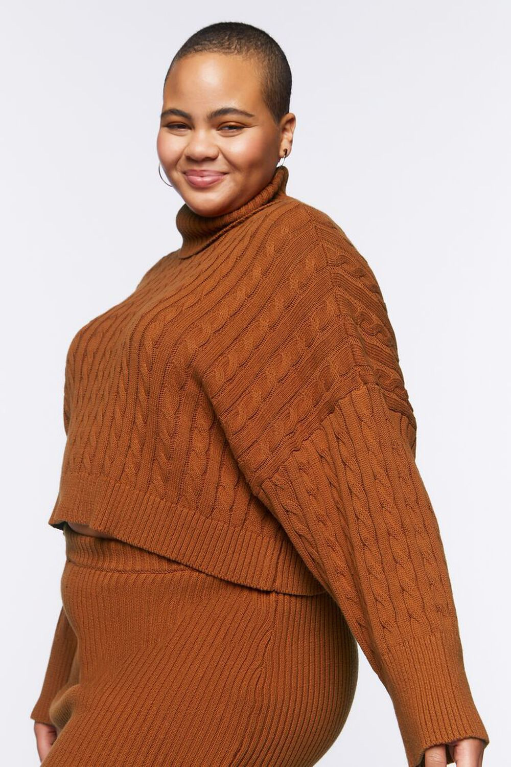 Plus Size Turtleneck Cable Knit Sweater | Forever 21 (US)