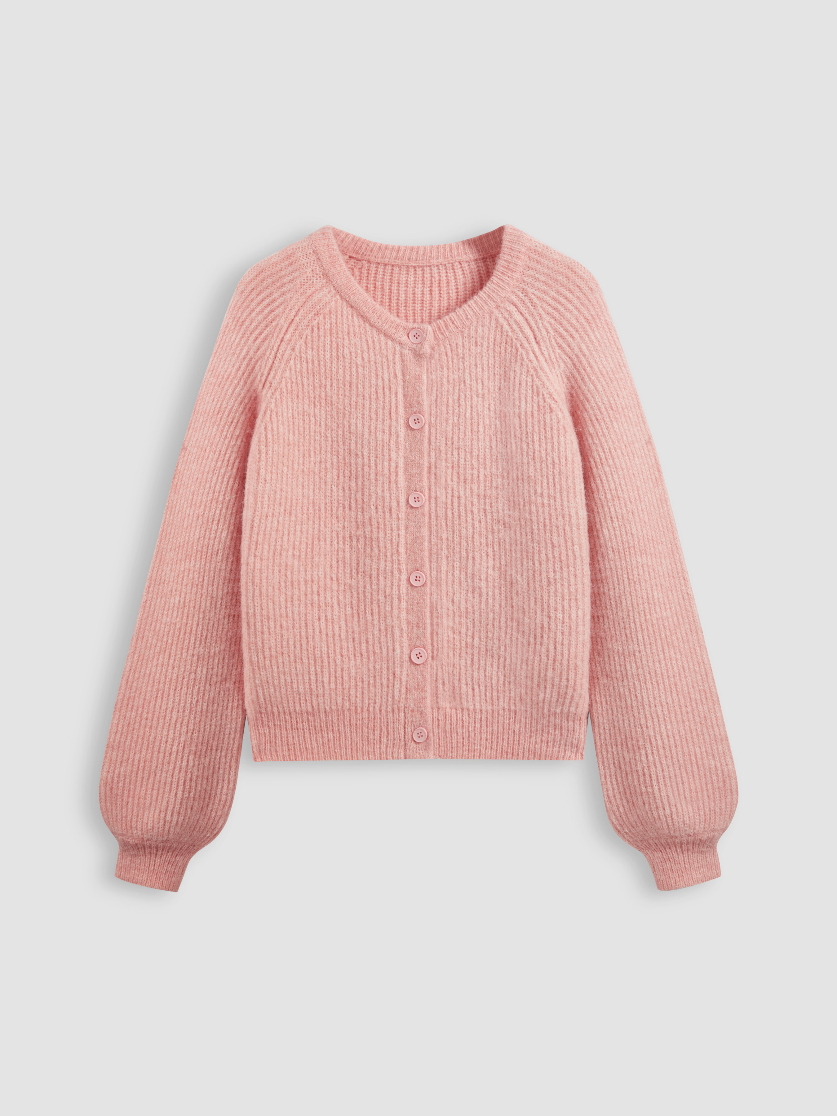 Knit Fabric Knit Round Neckline Solid Button Cardigan For Work | Cider