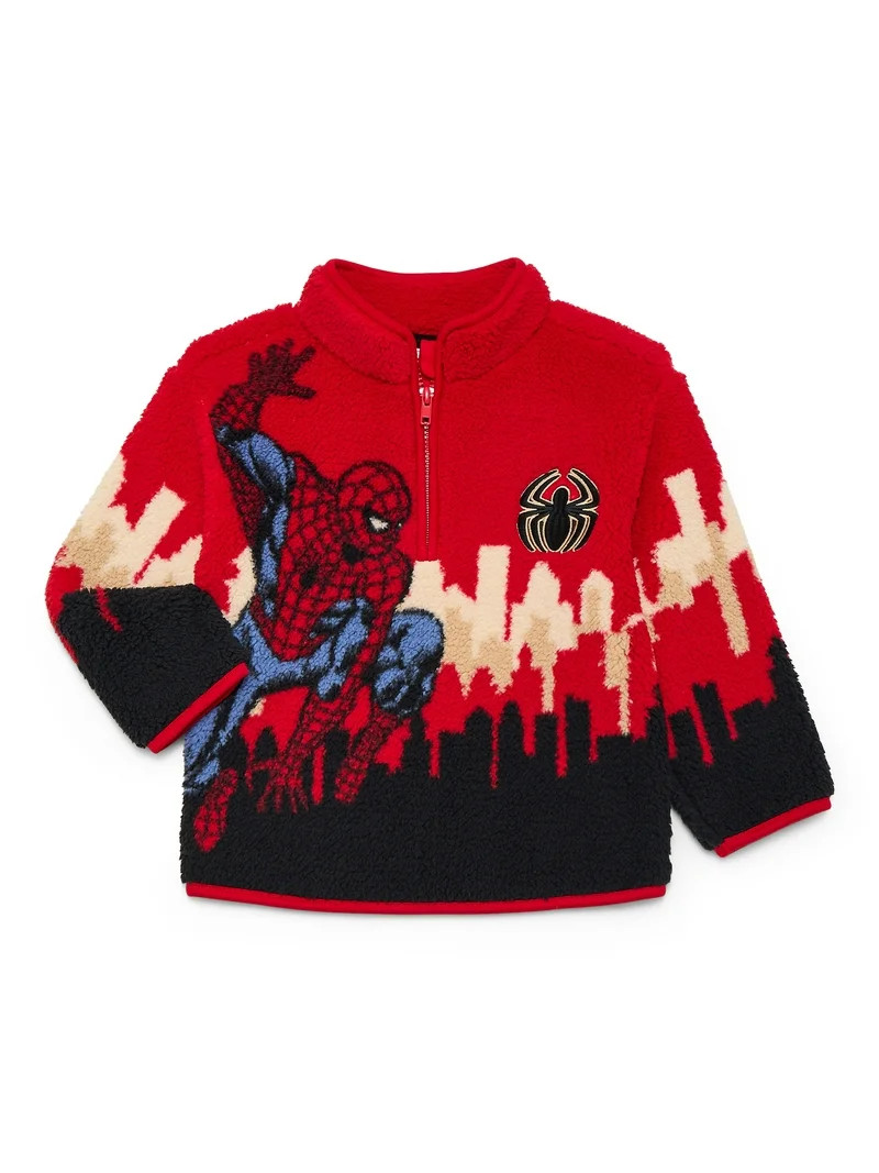Spider-Man Toddler Boys Plush Fleece Half Zip Sweatshirt, Sizes 12M-5T | Walmart (US)