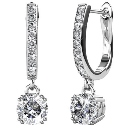 Cate & Chloe McKenzie 18k White Gold Plated Drop Dangle Earrings with Swarovski Crystals for Women | Walmart (US)