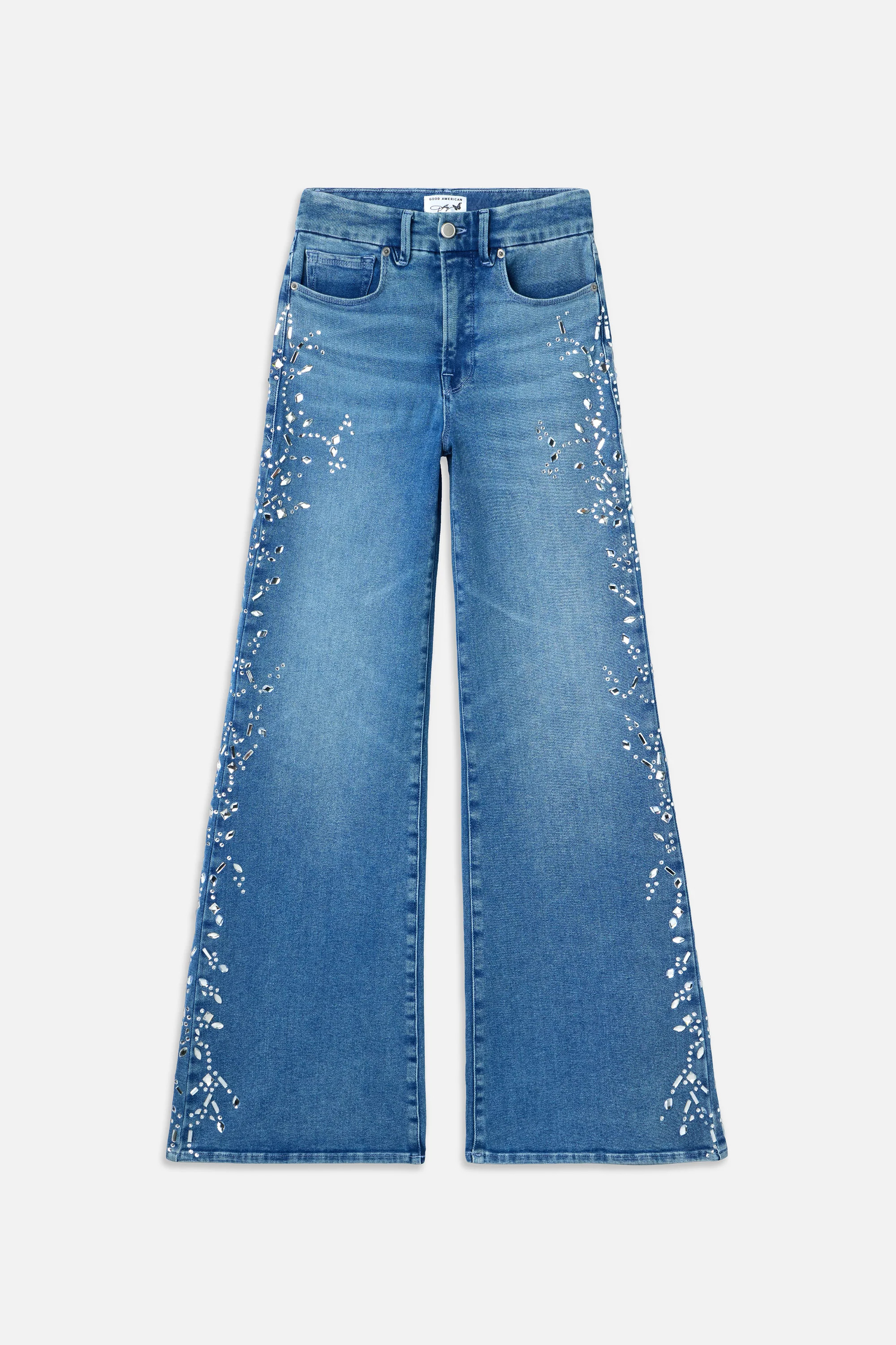 DOLLY JOLEANS CRYSTAL WIDE JEANS | INDIGO1089 - GOOD AMERICAN | Good American