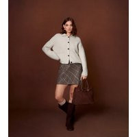 Women's Brown Soft Touch Bias Cut Check Mini Skirt New Look | New Look (UK)