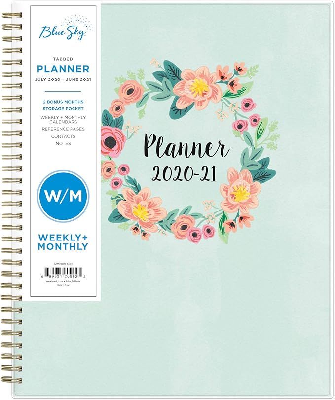 Blue Sky 2020-2021 Academic Year Weekly & Monthly Planner, Frosted Flexible Cover, Twin-Wire Bind... | Amazon (US)
