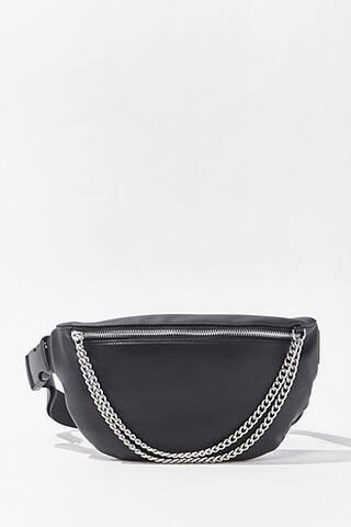 Forever 21 Curb Chain Zip-Up Fanny Pack , Black | Forever 21 (US)