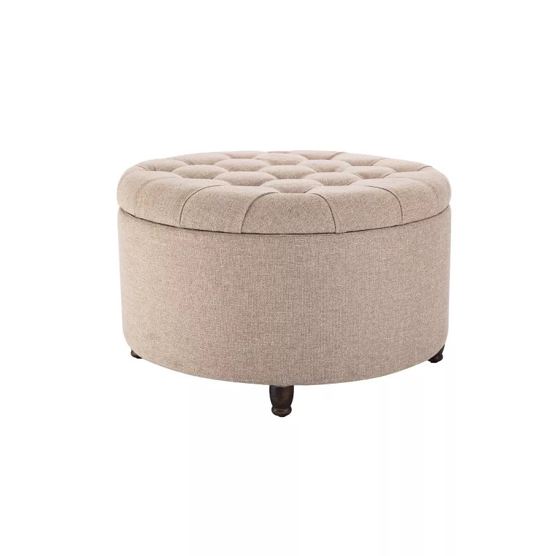 Large Round Tufted Storage Ottoman with Lift Off Lid - WOVENBYRD | Target