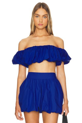 Susana Monaco Puff Sleeve Crop Top in Nocturnal from Revolve.com | Revolve Clothing (Global)