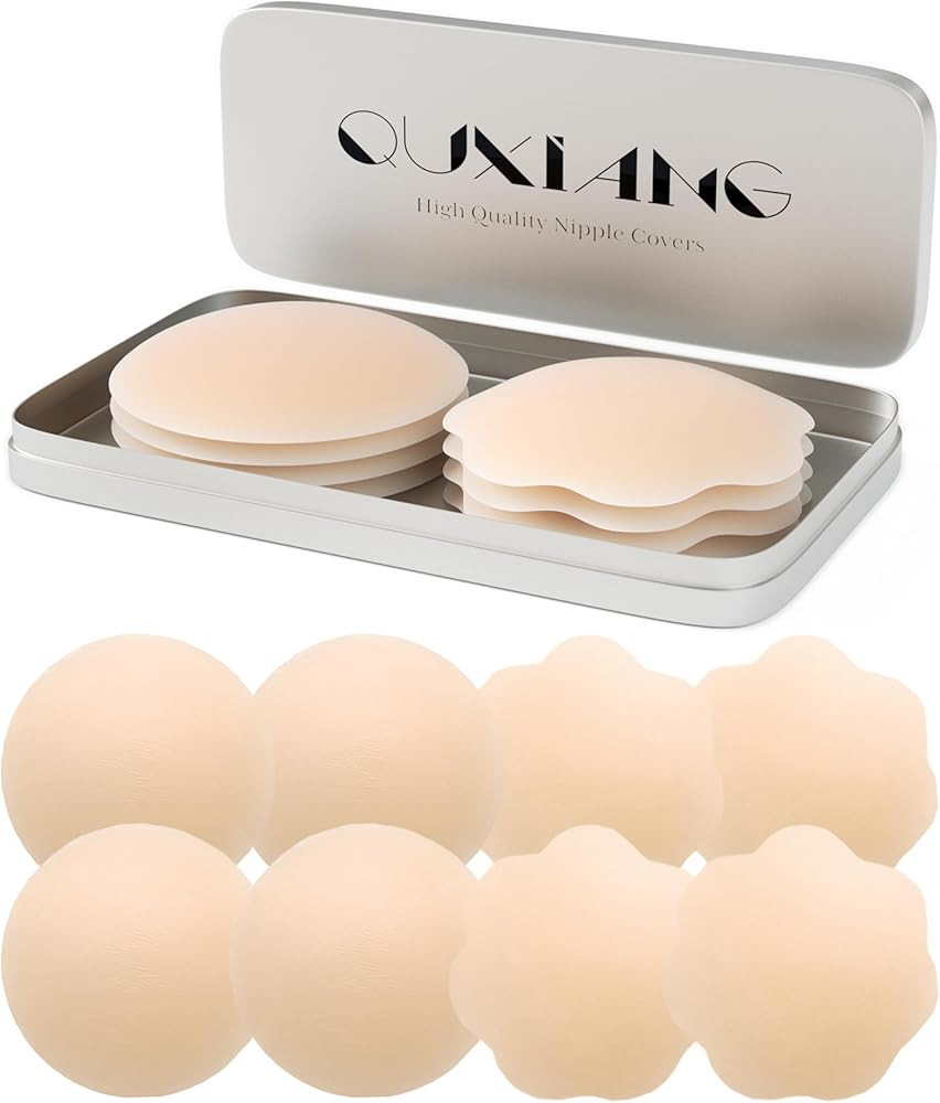 QUXIANG 4 Pairs Pasties Women Nipple Covers Reusable Adhesive Silicone Nippleless Covers Bra for ... | Amazon (US)
