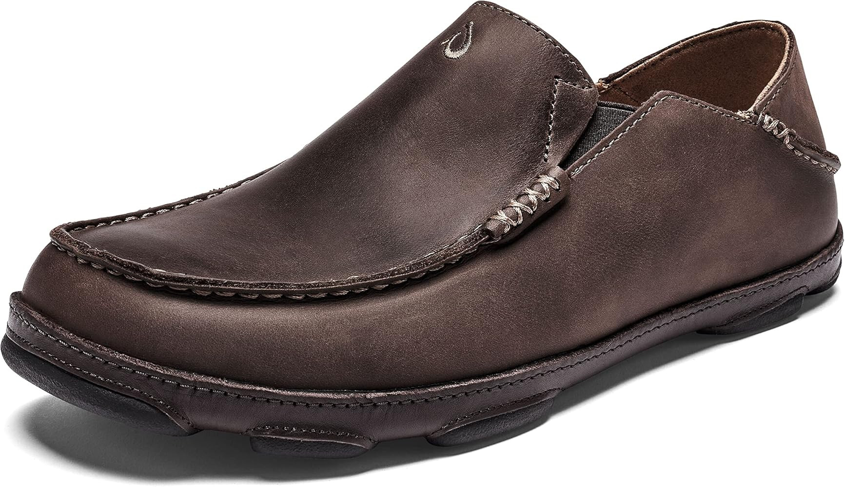 OLUKAI Moloa Men's Leather Slip On Shoes, Waxed Nubuck Leather & Soft Moisture-Wicking Lining, Dr... | Amazon (US)