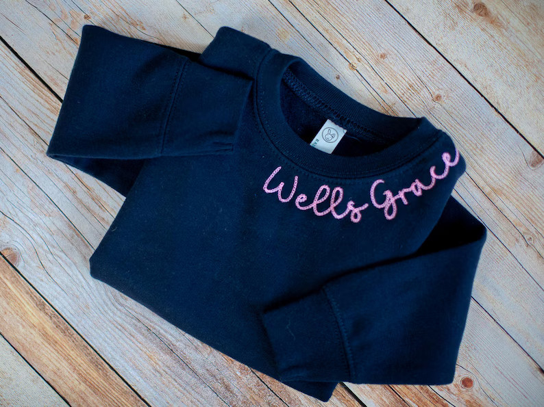 Kids Embroidered Name Sweatshirt Toddler Holiday Outfit Girls Personalized Name Sweatshirt Gift f... | Etsy (US)