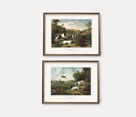 Hunting Dogs Art Prints | Pheasant and Partridge Hunting Illustrations | Vintage Hunt Wall Art - ... | Etsy (CAD)