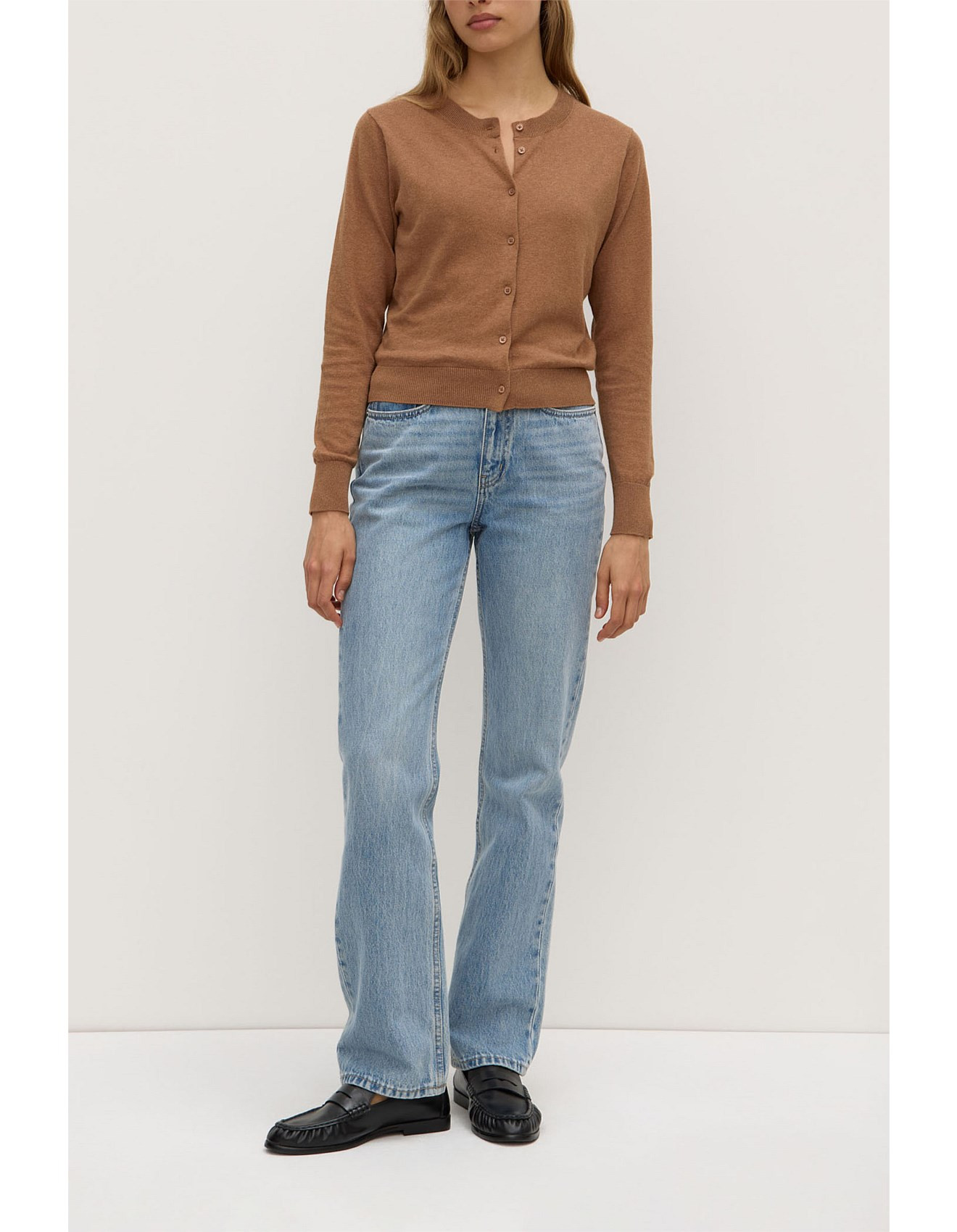 Semra Cotton Cashmere Cardigan Fawn | David Jones (Australia & New Zealand)