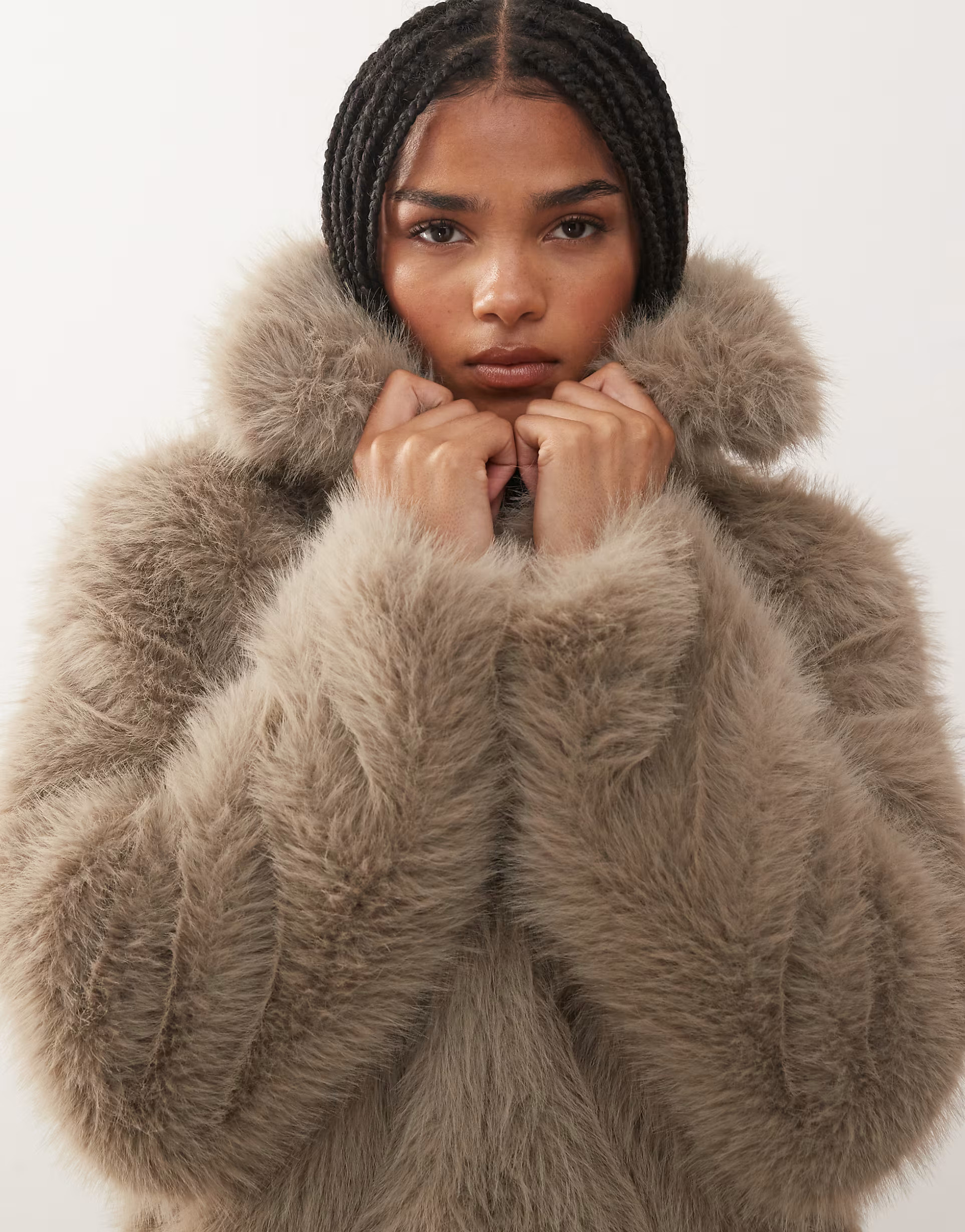 Noisy May faux fur coat in silver gray | ASOS (Global)