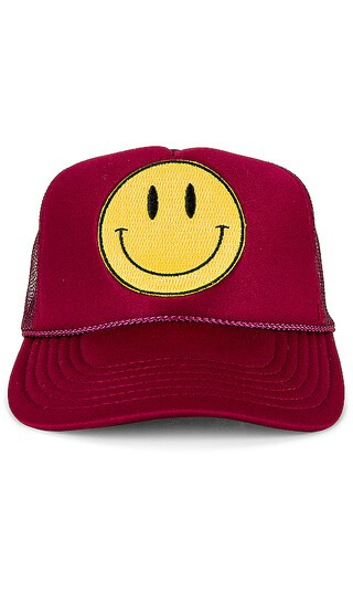 Smiley Hat in Maroon | Revolve Clothing (Global)