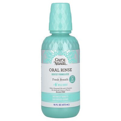 GuruNanda, Oral Rinse, Alcohol-Free, Wild Mint, 16 fl oz (473 ml) | iHerb