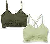 Amazon Essentials Women's Light Support Strappy Seamless 2-Pack Sports Bra, Light Green/Olive, X-Lar | Amazon (US)