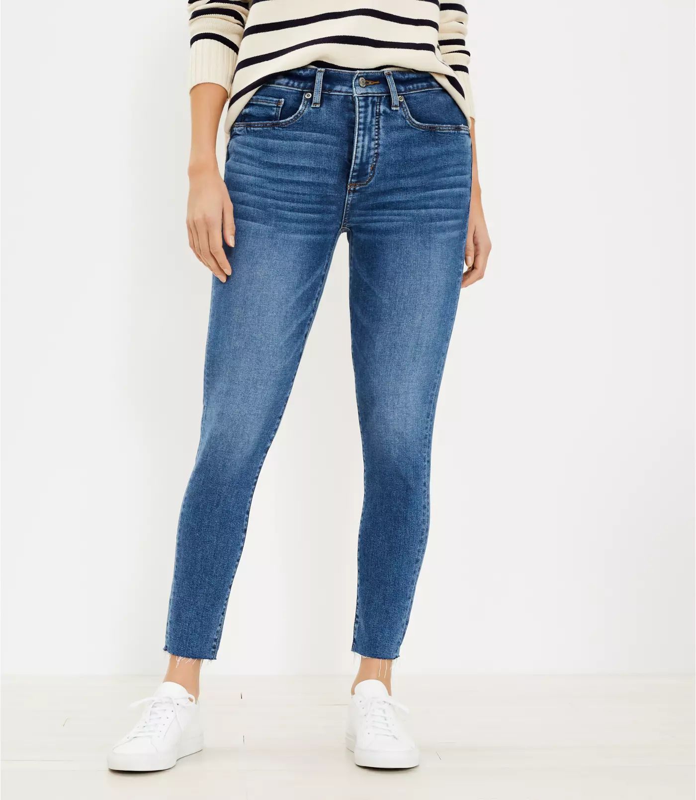 High Rise Skinny Jeans in Dark Indigo Wash | LOFT | LOFT