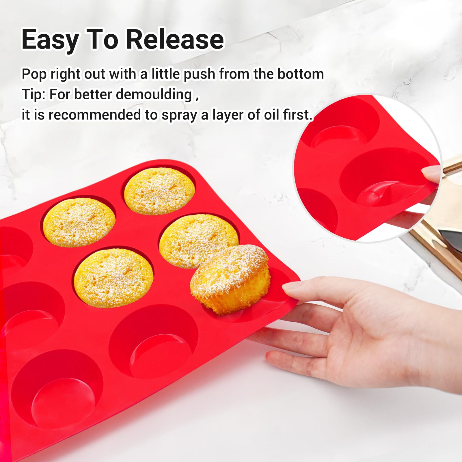 Redfly 2 Pack Silicone Muffin Pan & Cupcake Pans for Baking - 12 Cup Regular Size BPA Free Egg Bi... | Amazon (US)