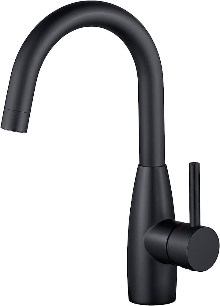 CREA Bar Sink Faucet, Sink Faucet Single Hole Black for Bathroom Kitchen Campers with Deck Plate Pre | Amazon (US)