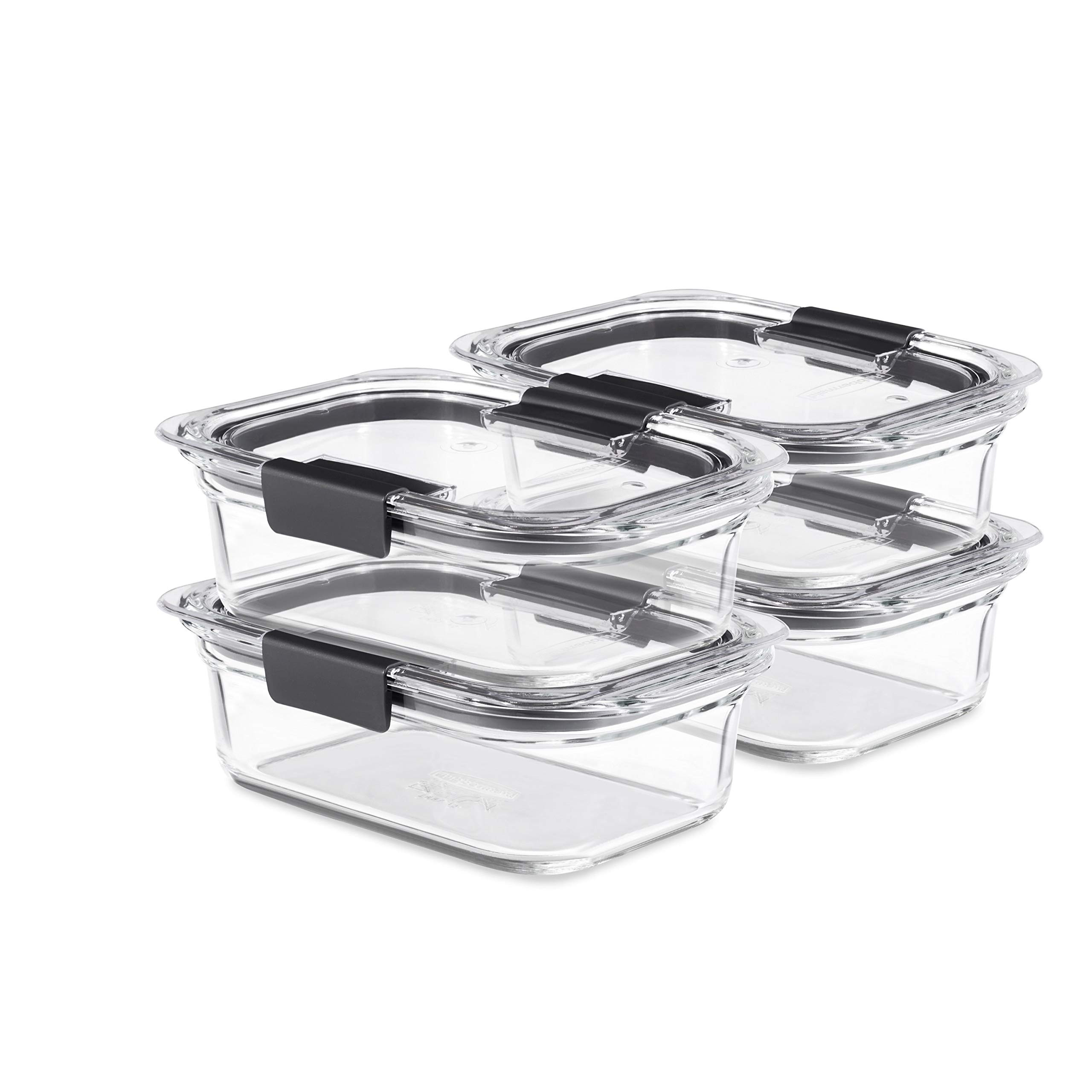 Rubbermaid Brilliance Glass Food Storage Containers, 3.2 Cup, Set of 4, BPA-Free, Leak-Proof, Cle... | Amazon (US)