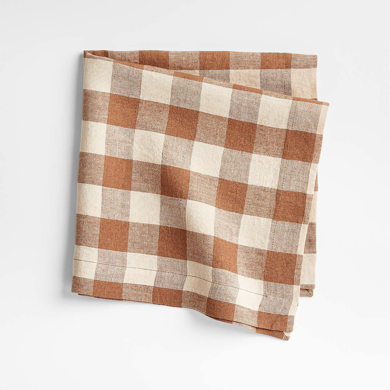 Marin Walnut Brown EUROPEAN FLAX -Certified Linen Buffalo Check Napkin + Reviews | Crate & Barrel | Crate & Barrel