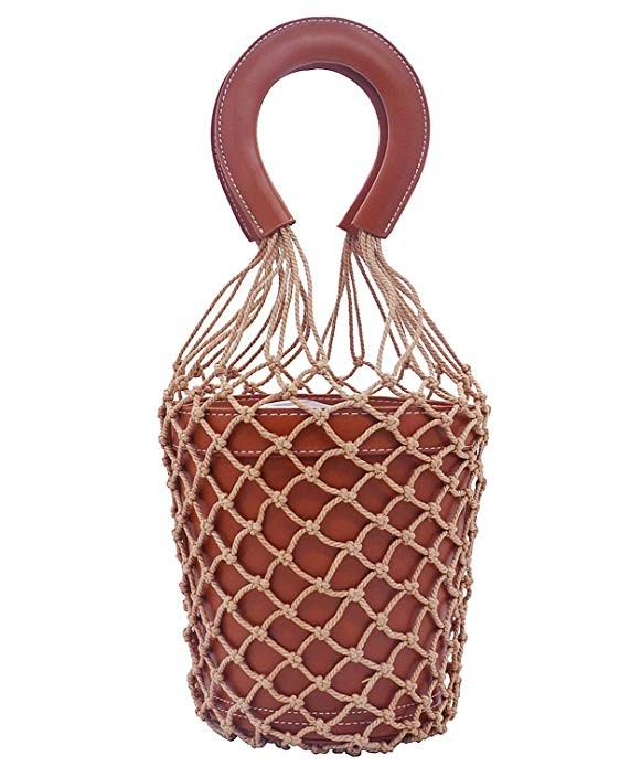 Miuco Women Nets Bucket Handbags Straw Tote Bag Purses | Amazon (US)