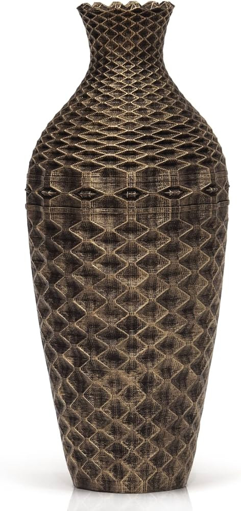 Suanti Metal Effect Flowers Vase,Bronze Handmade Flower Holder Solid Base Sits Well On Floor/Tabl... | Amazon (UK)