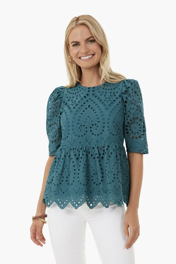 Teal Williams Eyelet Blouse | Tuckernuck (US)