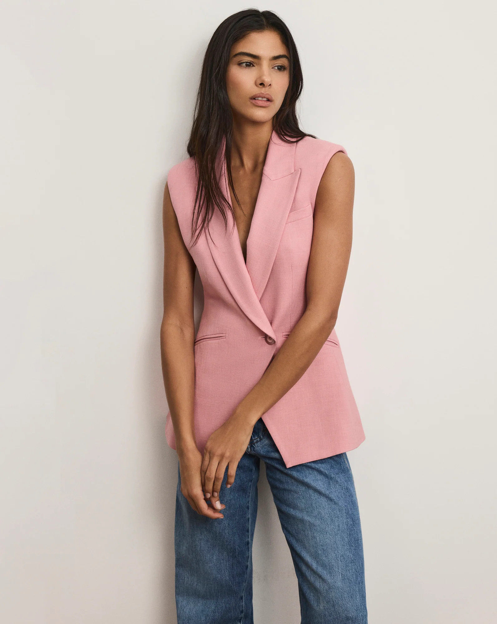 Ciel Tailored Vest in Petal Pink | Veronica Beard | Veronica Beard