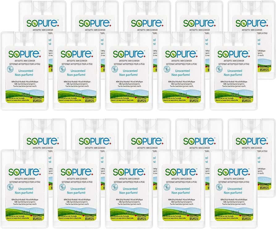 Sopure (20 casesx20mL Bulk Pack of Pocket Size Portable Mini Liquid Unscented Spray Hand Sanitize... | Amazon (US)