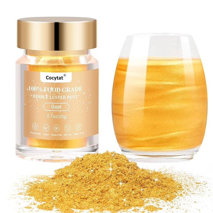 Gold Edible Glitter for Cocktails, Bulk 20g 0.7oz Gold Luster Dust Edible Power Shimmer Food Grad... | Amazon (US)