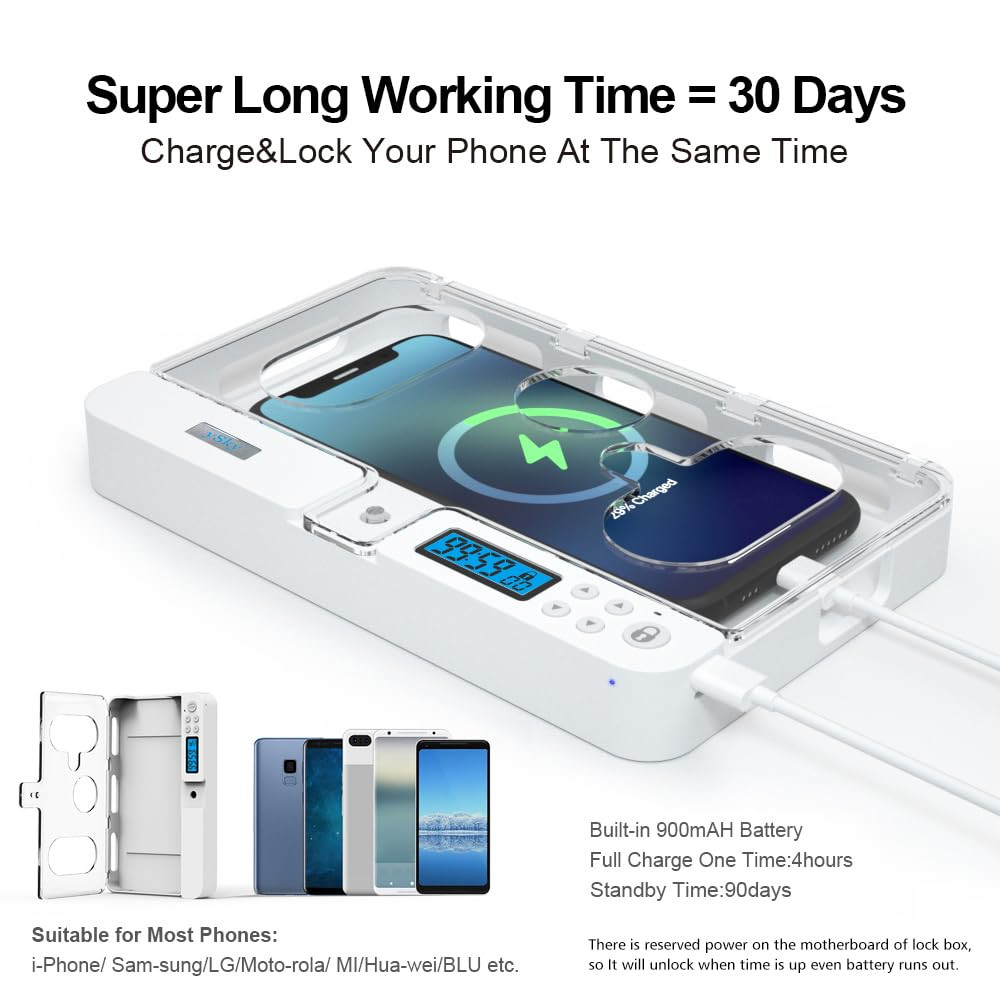 ySky Portable Smart Auto Phone Timer Lock Box for iPhone and Android Phones, Self-Control Timer L... | Amazon (US)