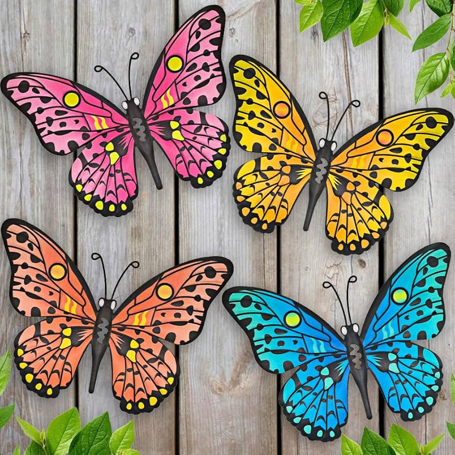 Metal Butterfly Wall Decor - 9.6" Outdoor Fence Wall Art Decor, Hanging Decoration for Garden Yar... | Amazon (US)