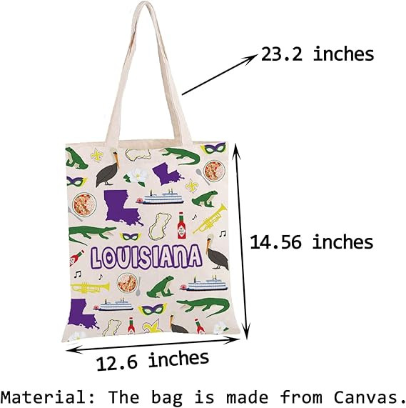 PWHAOO Mardi Gras Tote Bag Louisiana Tote Bag Louisiana State Map Tote Bag Mardi Gras Louisiana G... | Amazon (US)