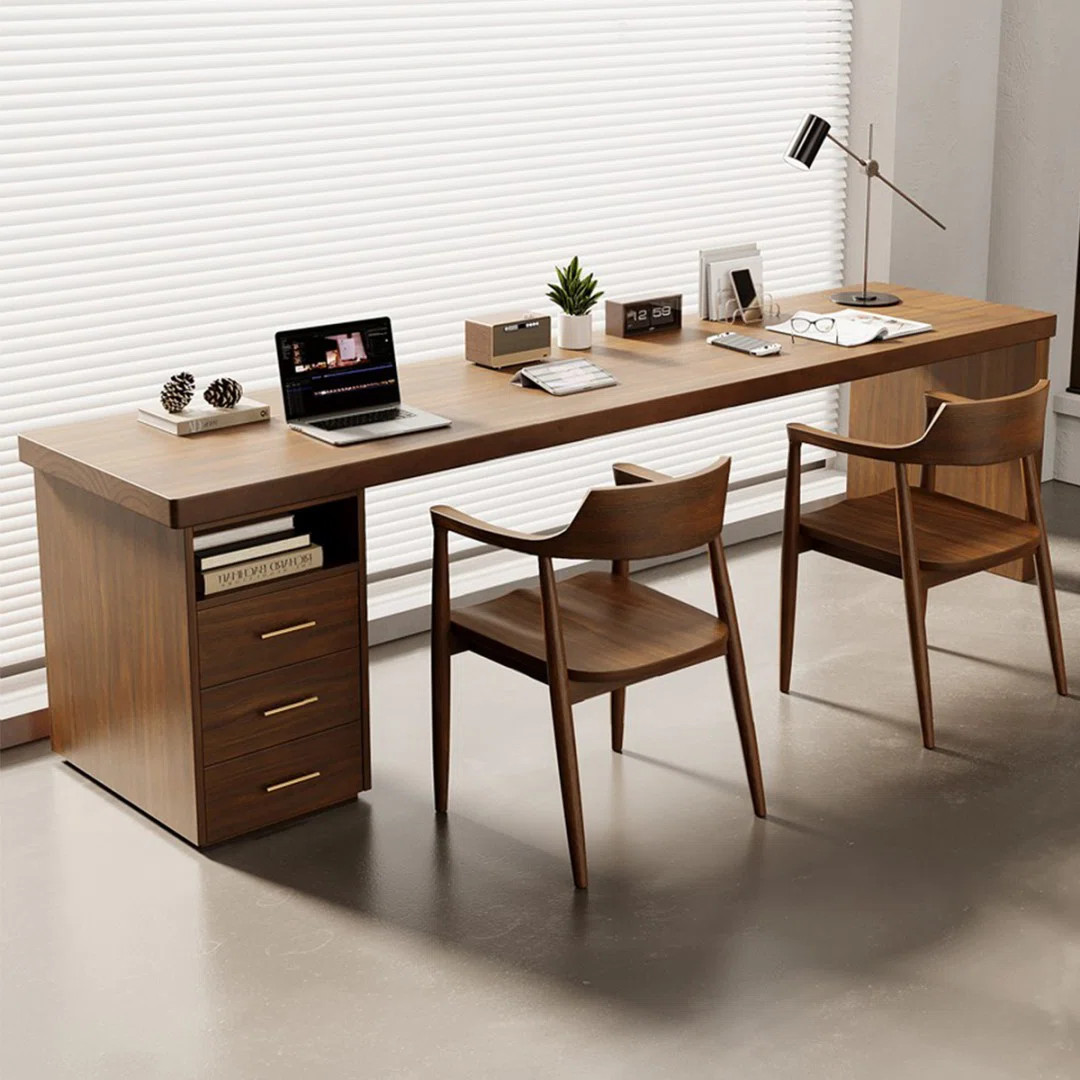 Furnire Lewi Nut-brown Rectangular Solid Wood desks | Wayfair | Wayfair North America