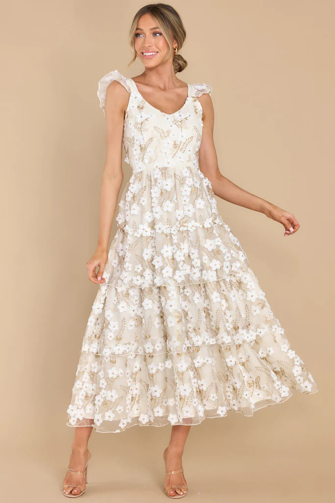 Tales Of The Heart Ivory Floral Maxi Dress | Red Dress 