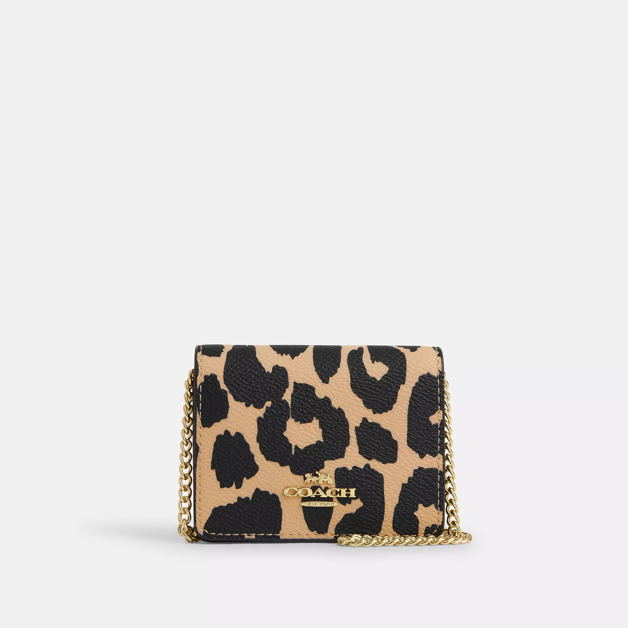 Mini Wallet On A Chain With Leopard Print | Coach Outlet CA