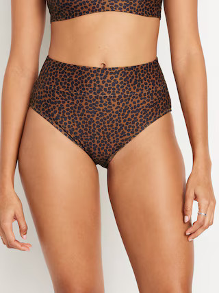 Banded High-Waist Bikini Swim Bottoms | Old Navy (US)